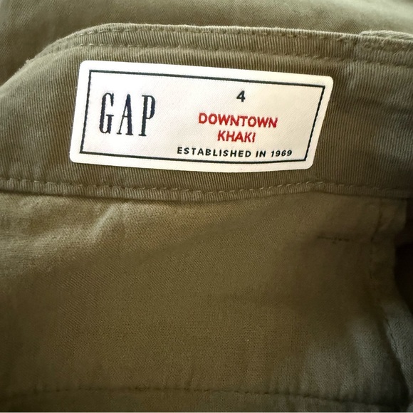 GAP Downtown Khaki Pants Olive Green Size 4 | Slim Ankle Stretch Cotton Chinos - Picture 4 of 6